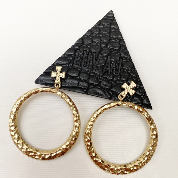 LUV AJ Gold Plated Statement Hoop Earrings - Picture 4 of 8